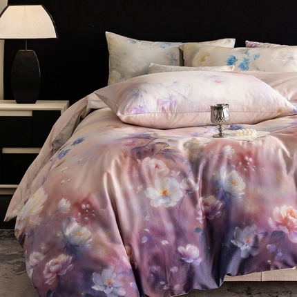 立奥被业 2025新款60S数码印花四件套四件套 花仙粉