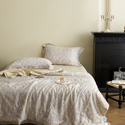 91家纺网 家纺一手货源 找家纺 黛舒家居 2025新款天丝印花夏被四件套 莉格西塔