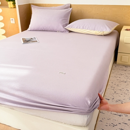 91家纺网 家纺一手货源 找家纺 眠博士2025新款全棉老粗布床笠 老粗布床笠-月光紫