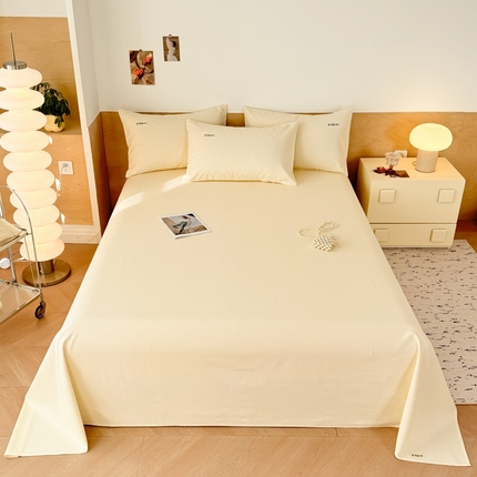 眠博士2025新款全棉老粗布床单 老粗布床单-月光米白