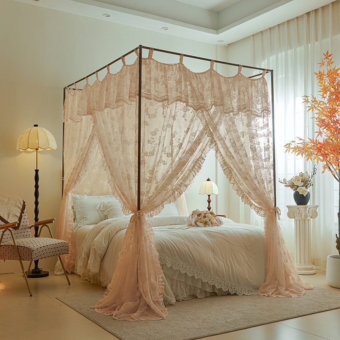 91家纺网 家纺一手货源 找家纺 902落地宫廷蚊帐 可可庄园-奶油玉