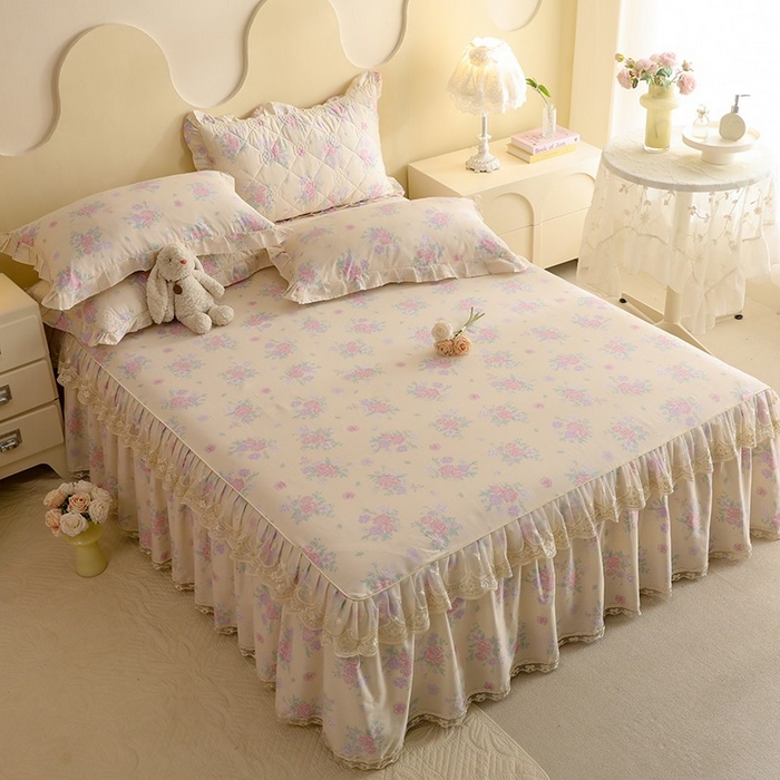 91家纺网 家纺一手货源 找家纺 美达家纺 2025新款全棉印花单床裙 幽香私语黄