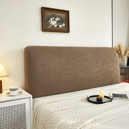 91家纺网 家纺一手货源 找家纺 逐日沙发套 2025新款提花绒床头罩-叶沙 咖色