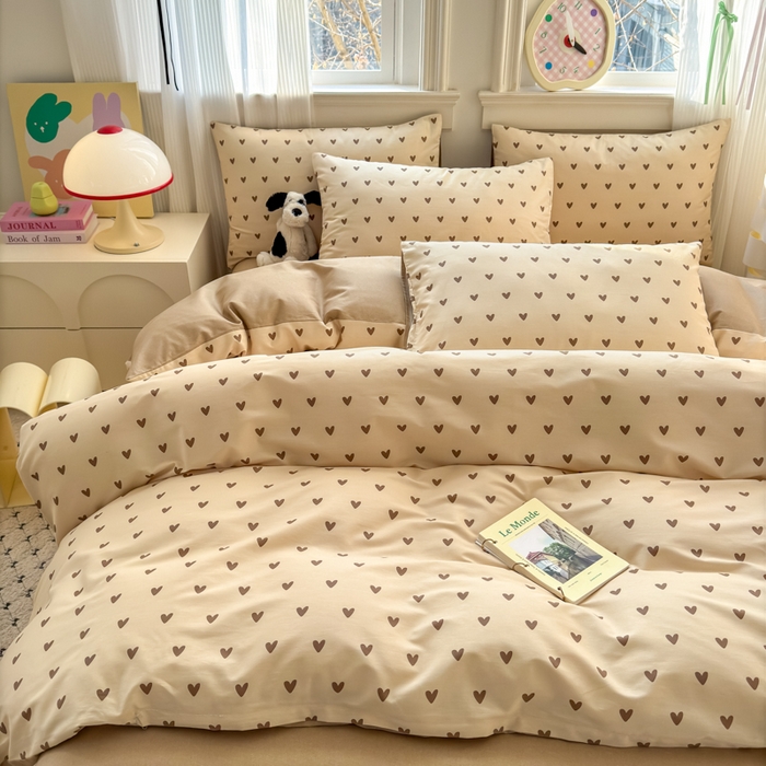 91家纺网 家纺一手货源 找家纺 清雅福 2025全棉13372小清新四件套和单被套早春系列第二批--四件套 心甜