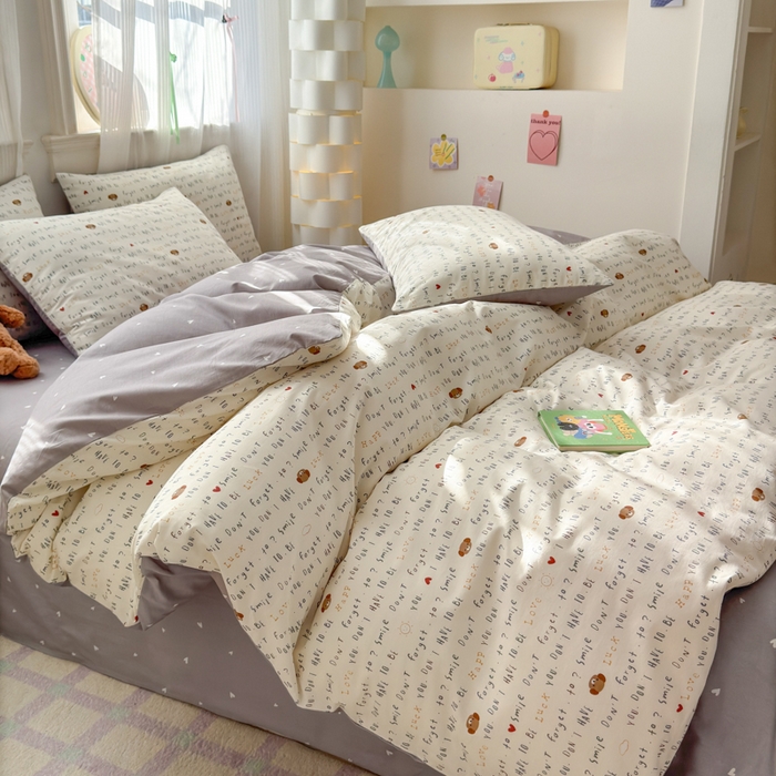 91家纺网 家纺一手货源 找家纺 清雅福 2025全棉13372小清新四件套和单被套早春系列第二批--单枕套 甜心奶泡