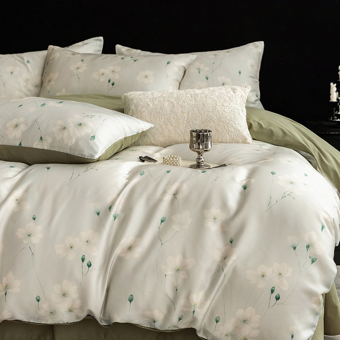 91家纺网 家纺一手货源 找家纺 立奥被业 2025新款60S数码印花四件套四件套 沁语-绿