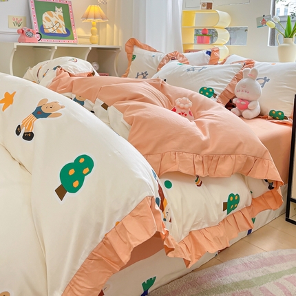 91家纺网 家纺一手货源 找家纺 （总）美洲琳 2025新款40支13372全棉韩版公主风花边四件套