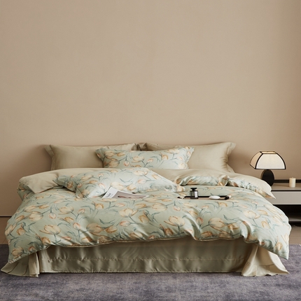 顾家家居 2025新款莱塞尔数码印花四件套 林间蜜杏