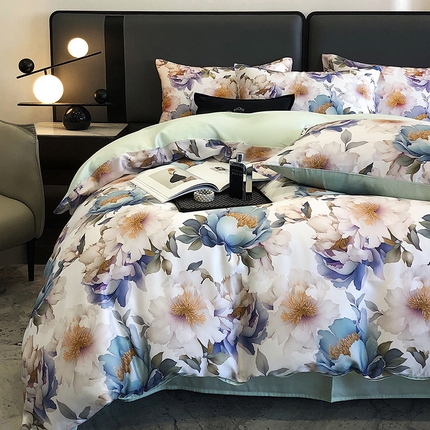 91家纺网 家纺一手货源 找家纺 （总）立奥被业 2025年新款100%兰精天丝四件套天丝数码印花四件套