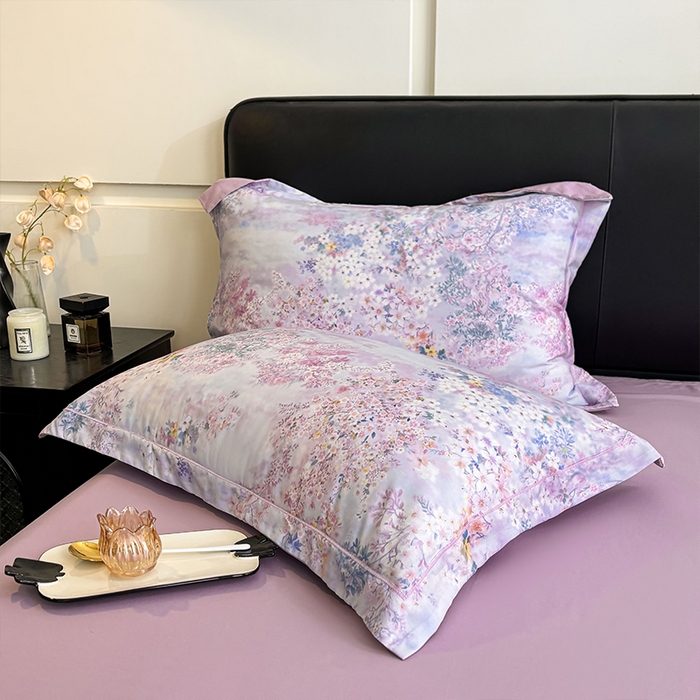 91家纺网 家纺一手货源 找家纺 帛美家纺 2025新款40S莱赛尔天丝棉数码印花四件套 花海恋人-