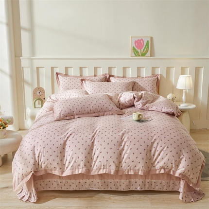 91家纺网 家纺一手货源 找家纺 （总）缦彩 【加微信送买家秀】2025新款母婴级双层纱宽边床单四件套