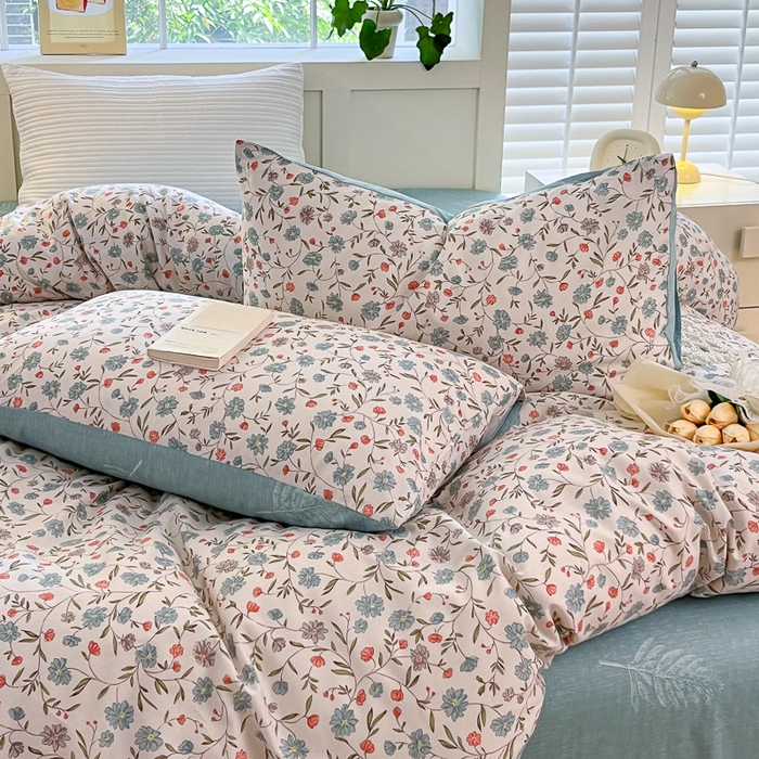 91家纺网 家纺一手货源 找家纺 清雅福 2025全棉13372小清新四件套和单被套早春系列第二批--单枕套 西雅图