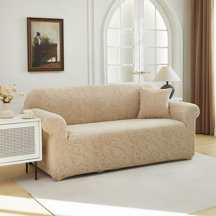 91家纺网 家纺一手货源 找家纺 逐日沙发套 2025新款提花绒沙发套-古罗 卡其