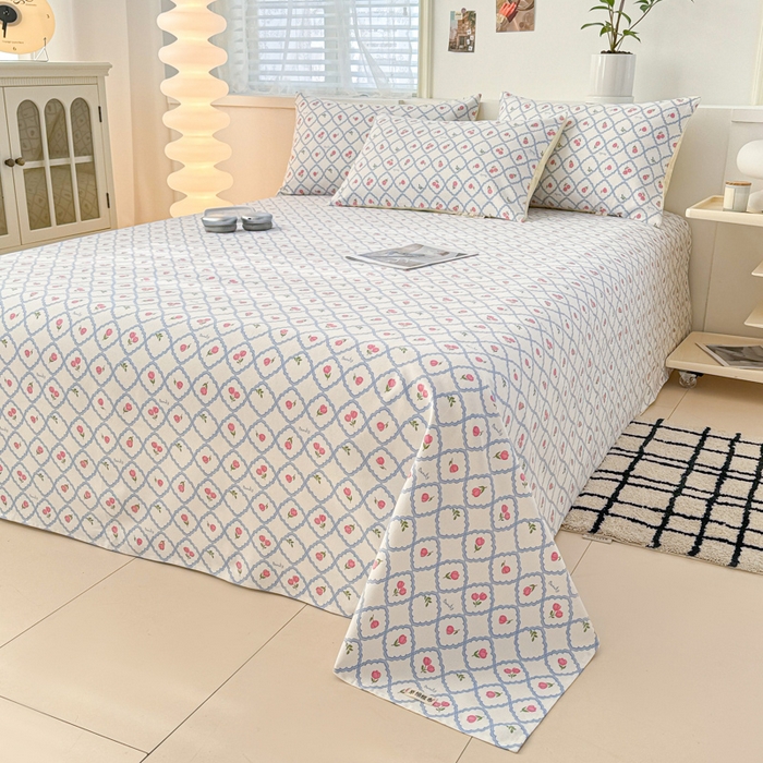 91家纺网 家纺一手货源 找家纺 眠博士2025新款全棉老粗布床单 老粗布床单-红玫瑰