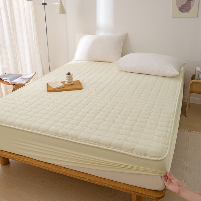 91家纺网 家纺一手货源 找家纺 帕芬鸟2024款A类原棉大豆纤维夹棉床笠 奶油黄