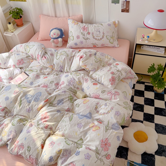 91家纺网 家纺一手货源 找家纺 仟人梦 2025新款水洗棉印花四件套 莫莉兔