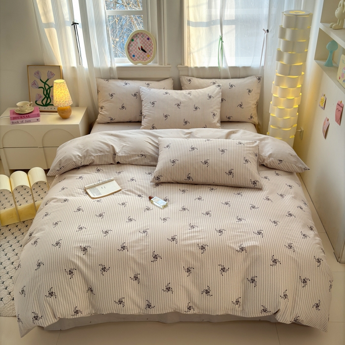 91家纺网 家纺一手货源 找家纺 清雅福 2025全棉13372小清新四件套和单被套早春系列第二批--单枕套 醉晚风