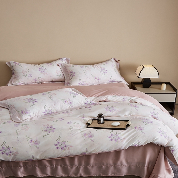 91家纺网 家纺一手货源 找家纺 顾家家居 2025新款莱塞尔数码印花四件套 茹伊