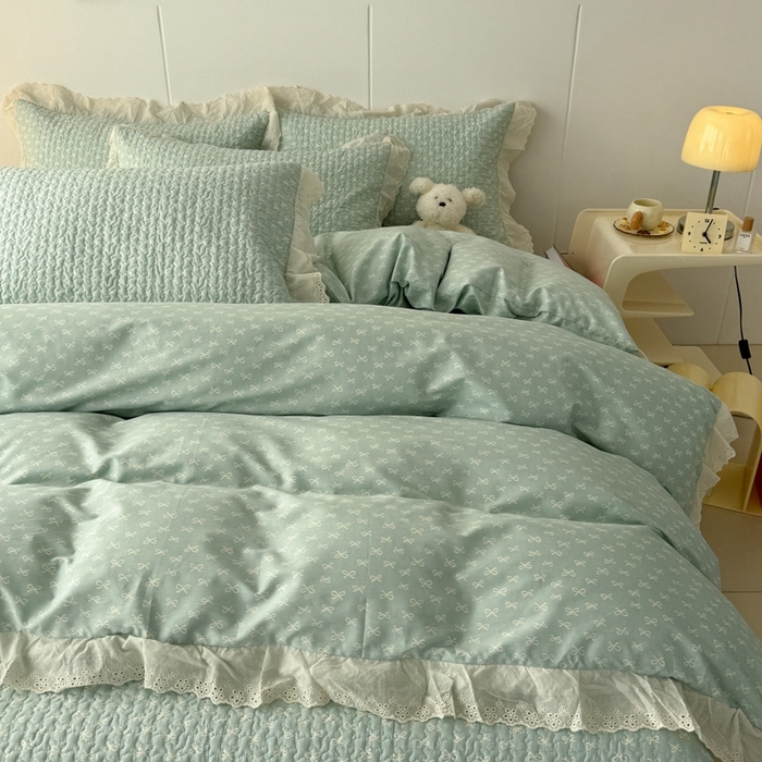 91家纺网 家纺一手货源 找家纺 添越 2024新款纯棉砂洗床盖恋曲兰