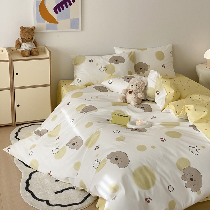 91家纺网 家纺一手货源 找家纺 帅露 2025开春新品全棉喷气13070小清新印花纯棉全棉四件套 海盐幻想