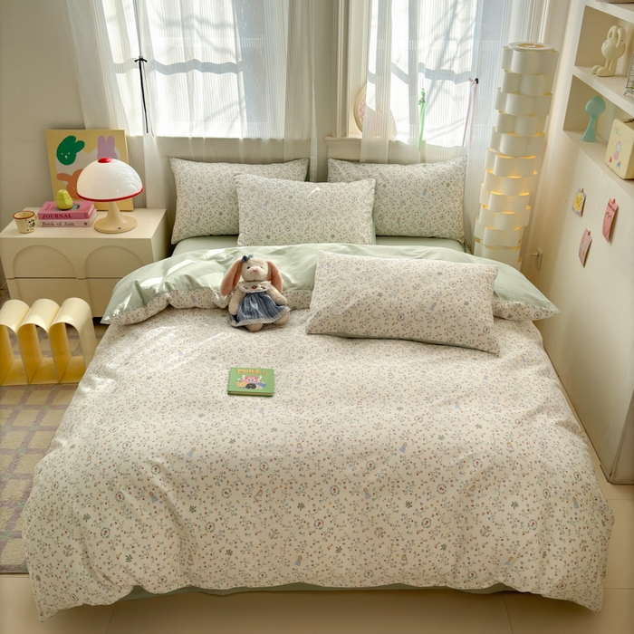 91家纺网 家纺一手货源 找家纺 清雅福 2025全棉13372小清新四件套和单被套早春系列第二批--单枕套 一枝如画