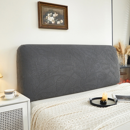 91家纺网 家纺一手货源 找家纺 逐日沙发套 2025新款提花绒床头罩-叶沙 深灰