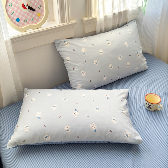 91家纺网 家纺一手货源 找家纺 清雅福 2025全棉13372小清新四件套和单被套早春系列第二批--单被套 小狗宝莉·蓝