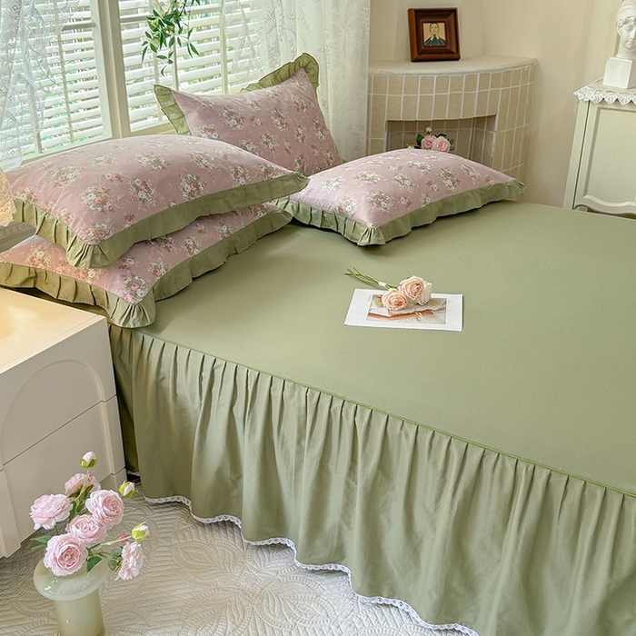 91家纺网 家纺一手货源 找家纺 （总）美达家纺 2025新款全棉纯色单床裙