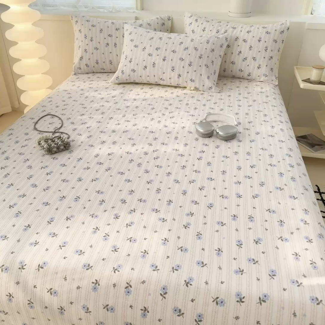 91家纺网 家纺一手货源 找家纺 眠博士2025新款全棉老粗布床单 老粗布床单-小兰花