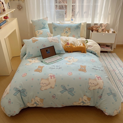 91家纺网 家纺一手货源 找家纺 （总）六巷胡同 2025新款INS童趣可爱风卡通全棉四件套-第四系