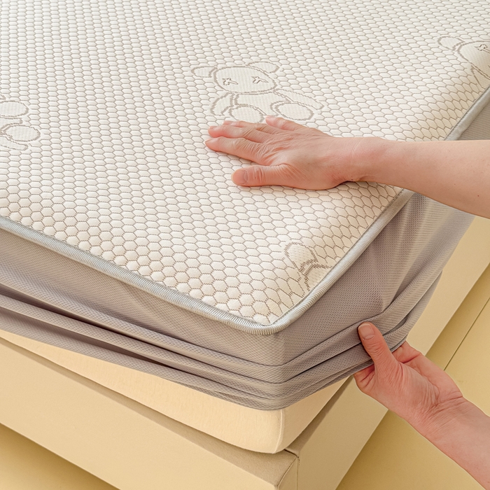 91家纺网 家纺一手货源 找家纺 小萌虎 2025新款冰豆豆凉席 床笠款 咖色