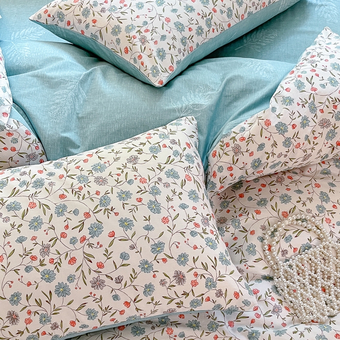 91家纺网 家纺一手货源 找家纺 清雅福 2025全棉13372小清新四件套和单被套早春系列第二批--单枕套 西雅图