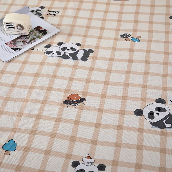 91家纺网 家纺一手货源 找家纺 帛洵2025新款原棉老粗布床单 快乐熊猫