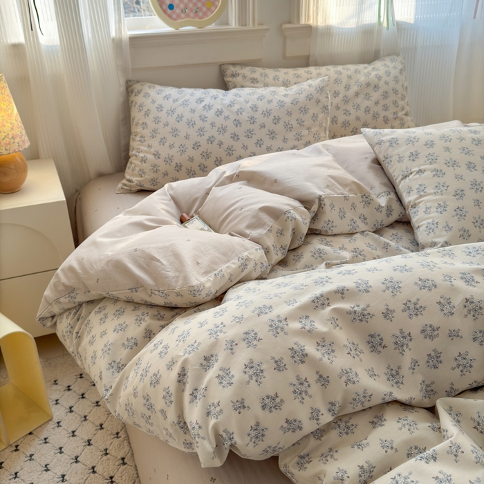 91家纺网 家纺一手货源 找家纺 清雅福 2025全棉13372小清新四件套和单被套早春系列第二批--四件套 芭莎夫人