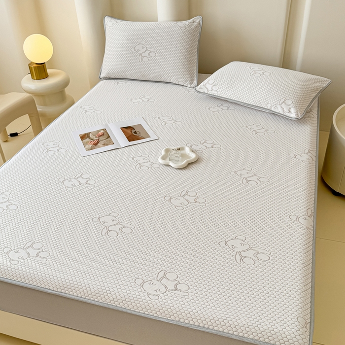 91家纺网 家纺一手货源 找家纺 小萌虎 2025新款冰豆豆凉席 床笠款 咖色