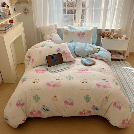 91家纺网 家纺一手货源 找家纺 （总）六巷胡同 2025新款INS童趣可爱风卡通全棉四件套-第四系