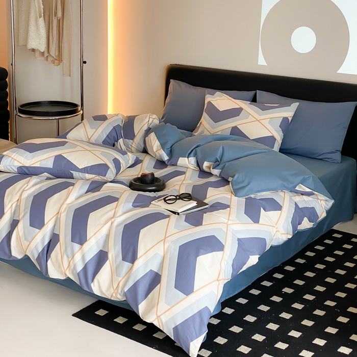 91家纺网 家纺一手货源 找家纺 帅露 2025开春新品全棉喷气13070小清新印花纯棉全棉四件套 克洛伊