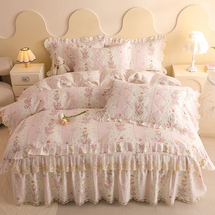 91家纺网 家纺一手货源 找家纺 （总）美达家纺 2025新款全棉印花半夹棉床裙四件套