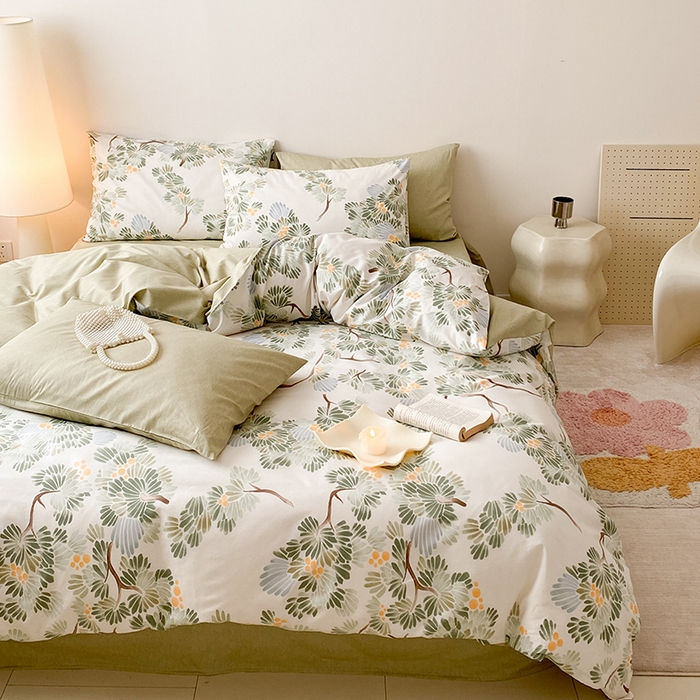 91家纺网 家纺一手货源 找家纺 帅露 2025开春新品全棉喷气13070小清新印花纯棉全棉四件套 萝樱