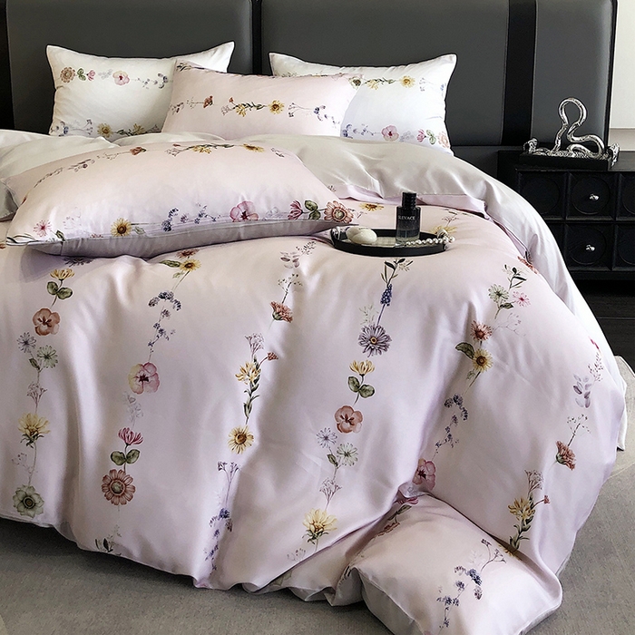 91家纺网 家纺一手货源 找家纺 立奥被业 2025年新款100%兰精天丝四件套天丝数码印花四件套 余梦灰