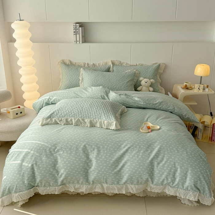 91家纺网 家纺一手货源 找家纺 添越 2024新款纯棉砂洗床盖恋曲兰