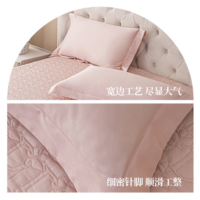 91家纺网 家纺一手货源 找家纺 金喜2025新款100支全棉枕套宽边工艺100S长绒棉枕头套-莫兰迪色系 白桃粉