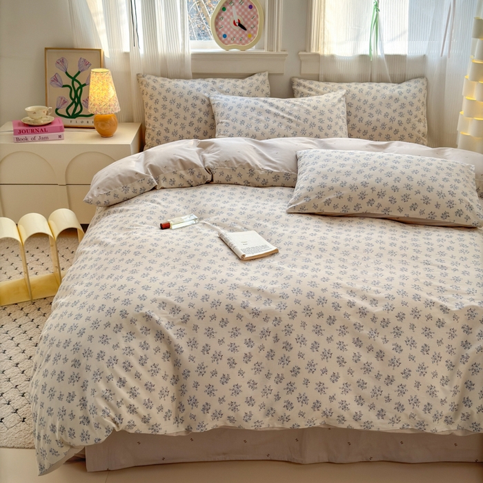 91家纺网 家纺一手货源 找家纺 清雅福 2025全棉13372小清新四件套和单被套早春系列第二批--四件套 芭莎夫人