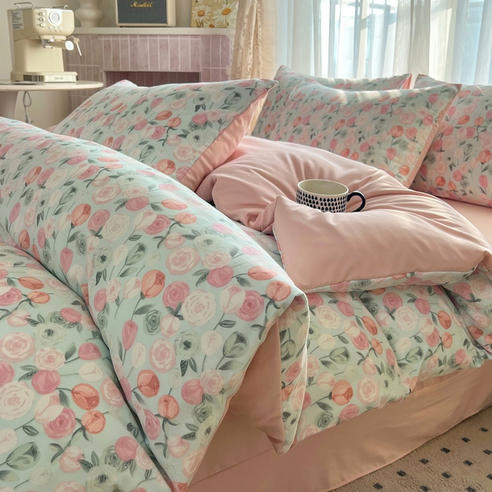 91家纺网 家纺一手货源 找家纺 麦瑞家纺 2025新款针织棉双层纱 1花田梦