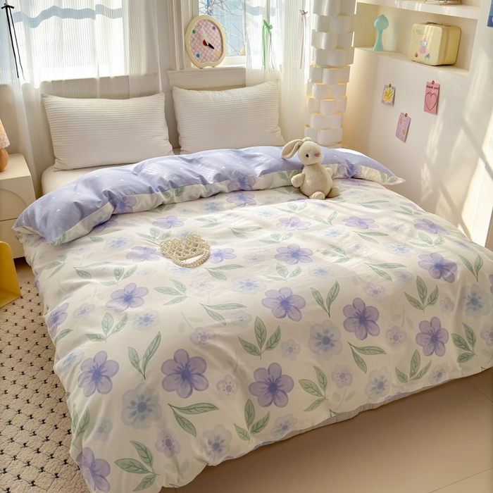 91家纺网 家纺一手货源 找家纺 清雅福 2025全棉13372小清新四件套和单被套早春系列第二批--单被套 玺园