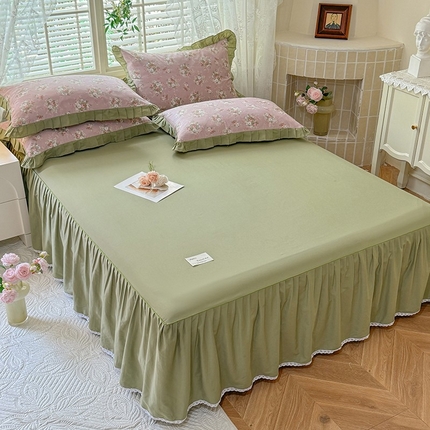 91家纺网 家纺一手货源 找家纺 （总）美达家纺 2025新款全棉纯色单床裙