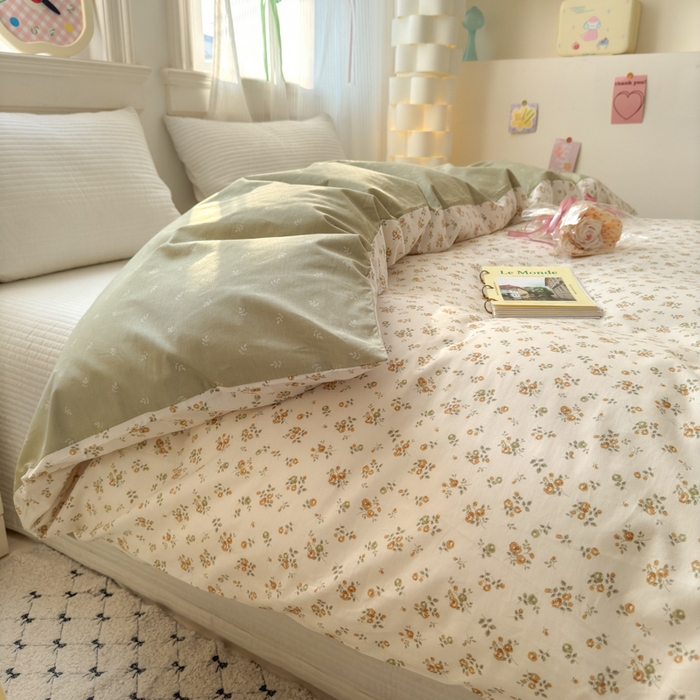 91家纺网 家纺一手货源 找家纺 清雅福 2025全棉13372小清新四件套和单被套早春系列第二批--单被套 秋雨花恋