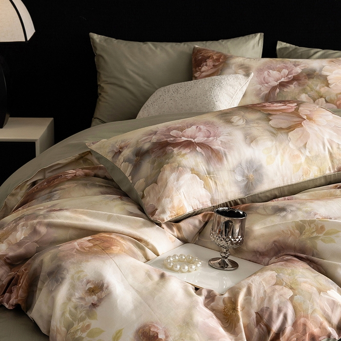 91家纺网 家纺一手货源 找家纺 立奥被业 2025新款60S数码印花四件套四件套 木兰绿