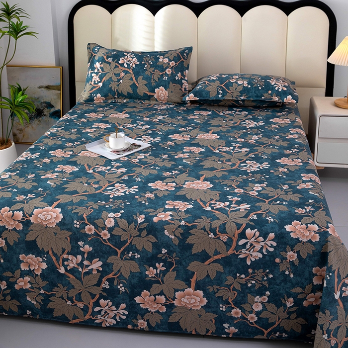 91家纺网 家纺一手货源 找家纺 帛洵2025新款原棉老粗布床单 静夜花开