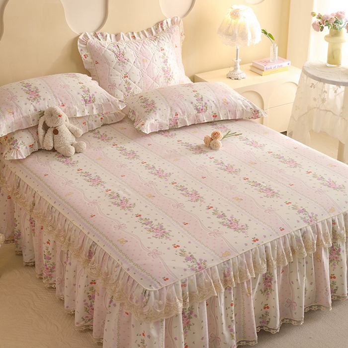 91家纺网 家纺一手货源 找家纺 美达家纺 2025新款全棉印花单床裙 少女心结